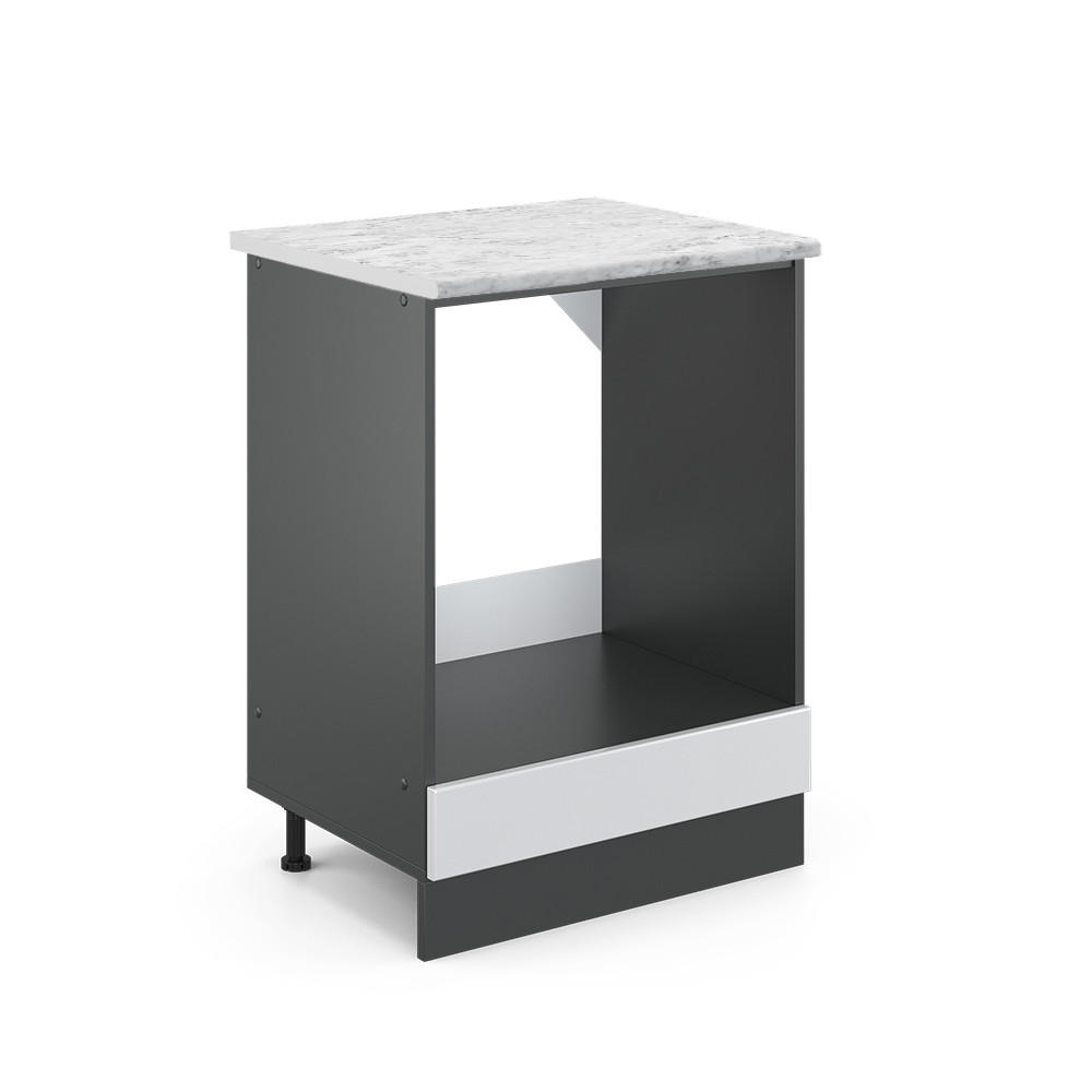 HERDUMBAUSCHRANK R-Line Weiß Hochglanz 60 cm AP Marmor - Weiß Hochglanz/Anthrazit, Holzwerkstoff (60/81.6/60cm) - Vicco