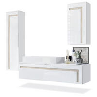 BADMÖBELSET Aloha Absetzungen in Eiche sägerau - Eiche San Remo, Holzwerkstoff (210/185/51cm) - Vladon
