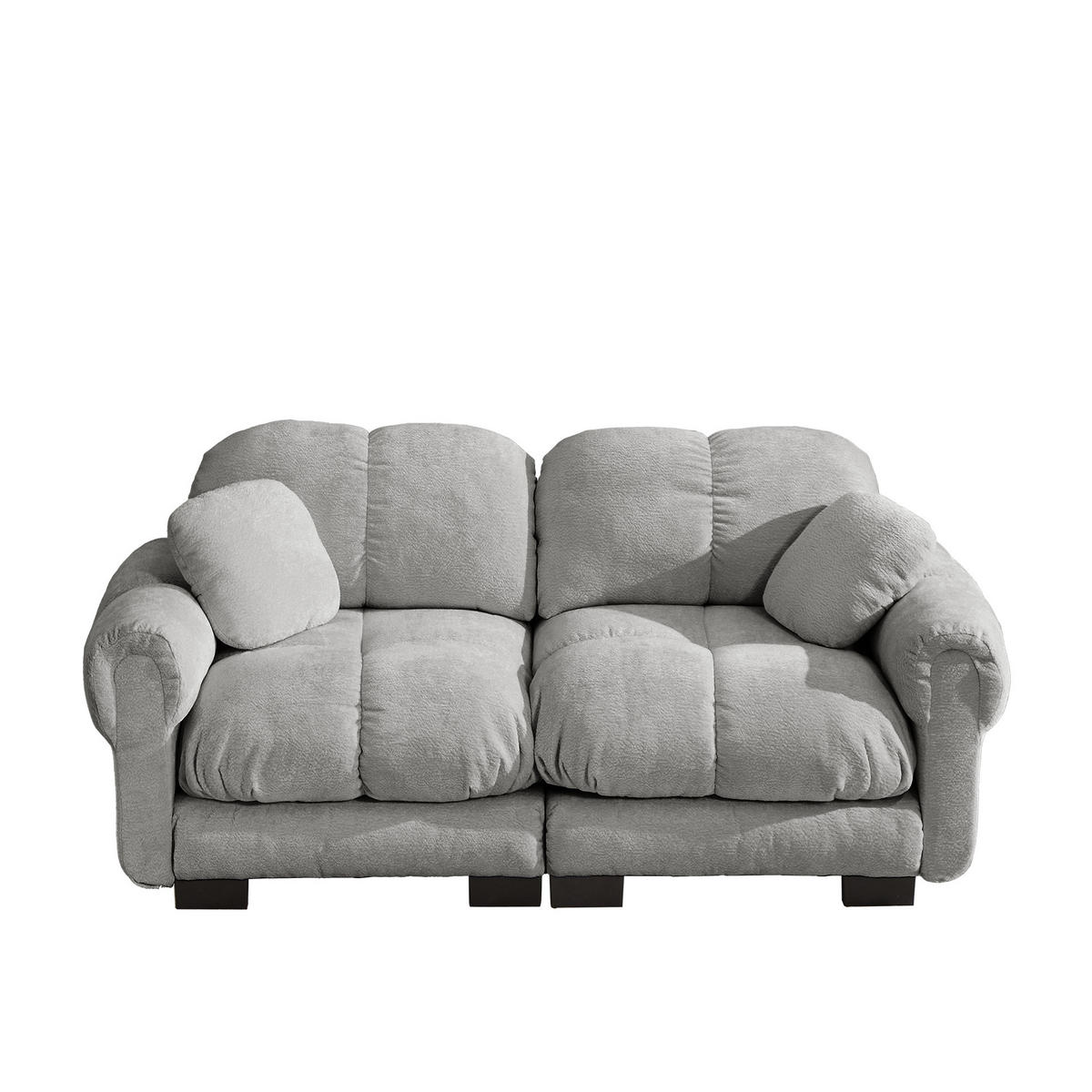 2-SITZER-SOFA DE-34384 Steppdesign Hellgrau - Hellgrau, Textil (86/90/190cm) - ComfortXL