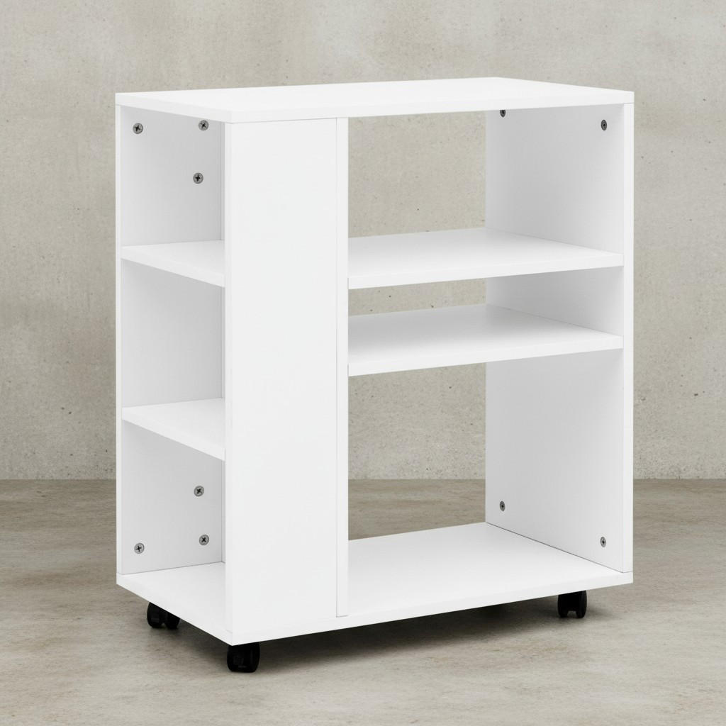 REGAL Multifunktional Mit Rollen Modern BRENTA, Weiß 60x35x75 cm - Weiß, Holz/Kunststoff (60/75/35cm) - KADIMA DESIGN
