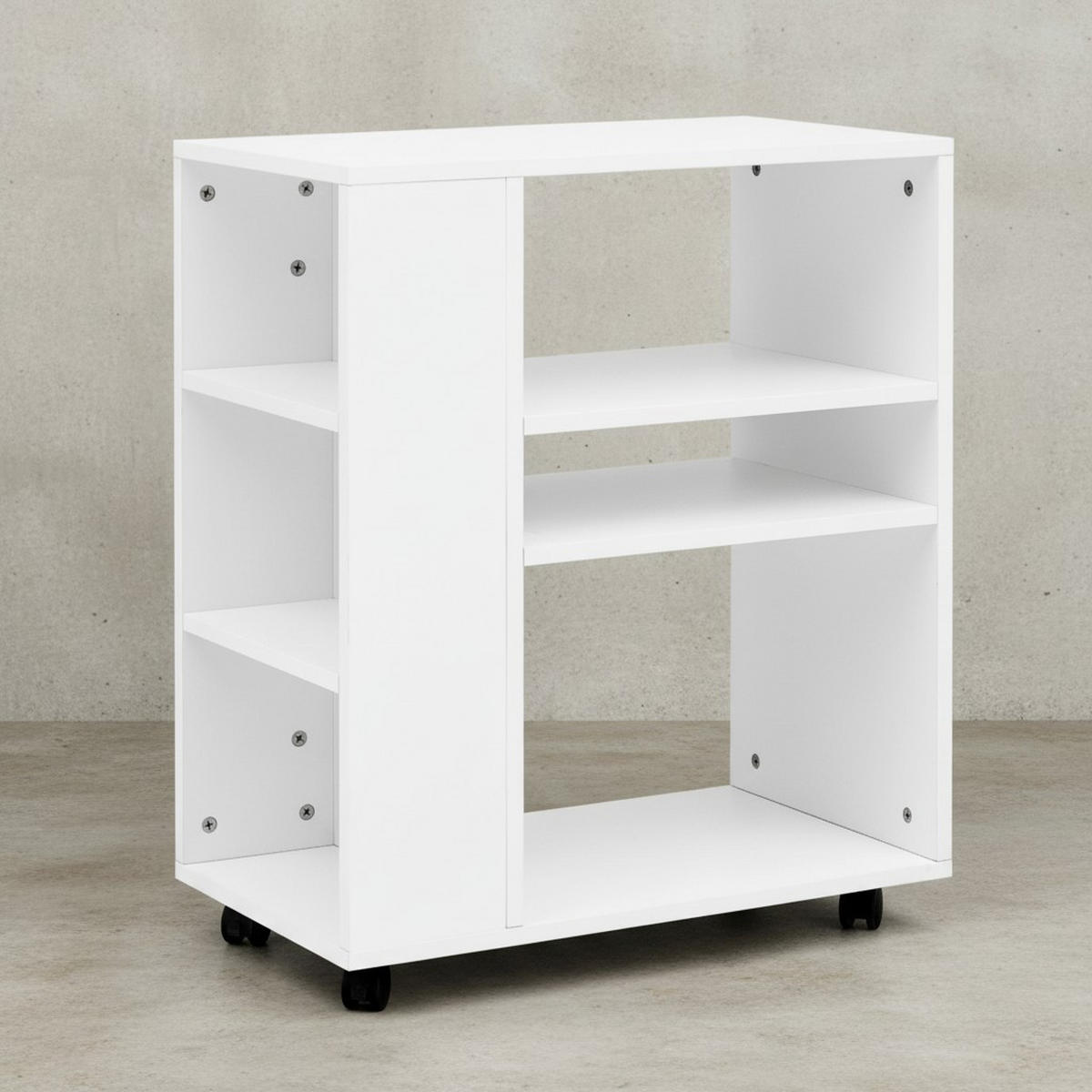 REGAL Multifunktional Mit Rollen Modern BRENTA, Weiß 60x35x75 cm - Weiß, Holz/Kunststoff (60/75/35cm) - KADIMA DESIGN