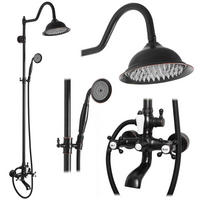 DUSCHGARNITUR Rea Bergamo Old Black - Schwarz, Metall (21/150/50cm) - REA