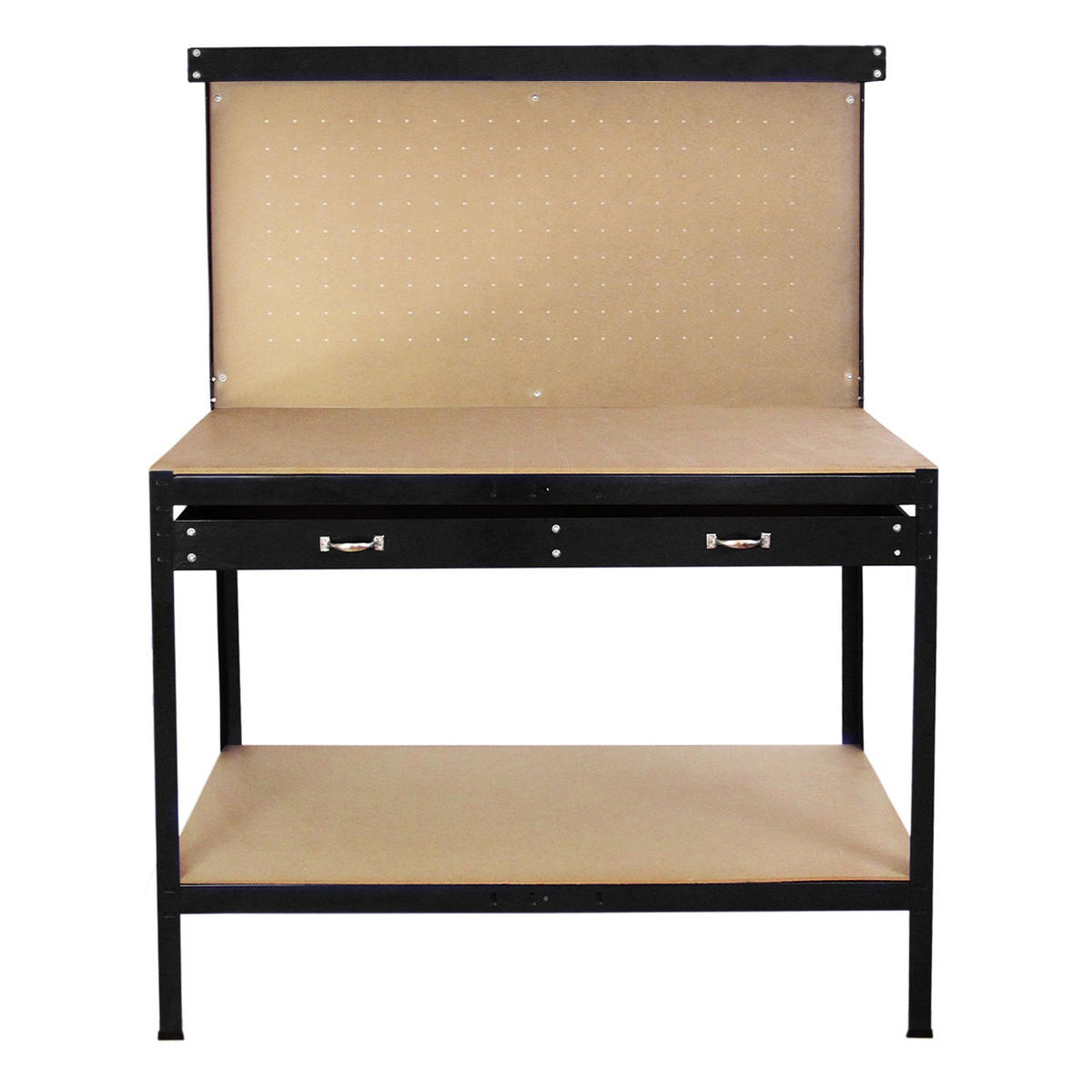 WERKBANK mit Stecktafel und Schublade Schwarz - Schwarz, Metall (120/155/60cm) - Monster Racking