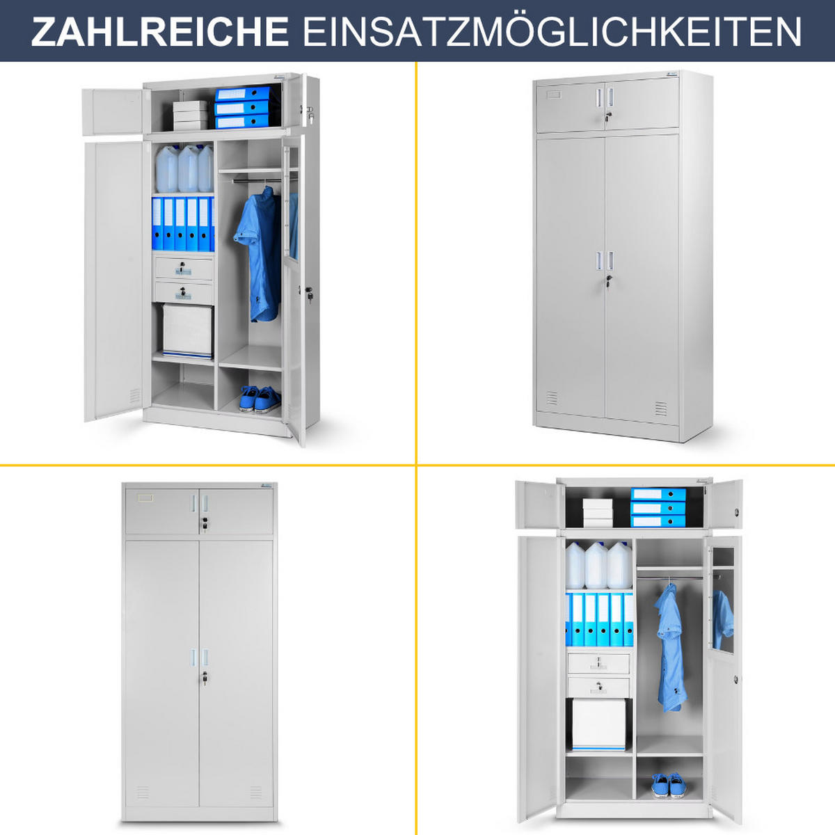 MEHRZWECKSCHRANK Metall mit Erweiterung BORYS 185x90x50cm Grau - Grau, Metall (90/185/50cm) - Jan Nowak