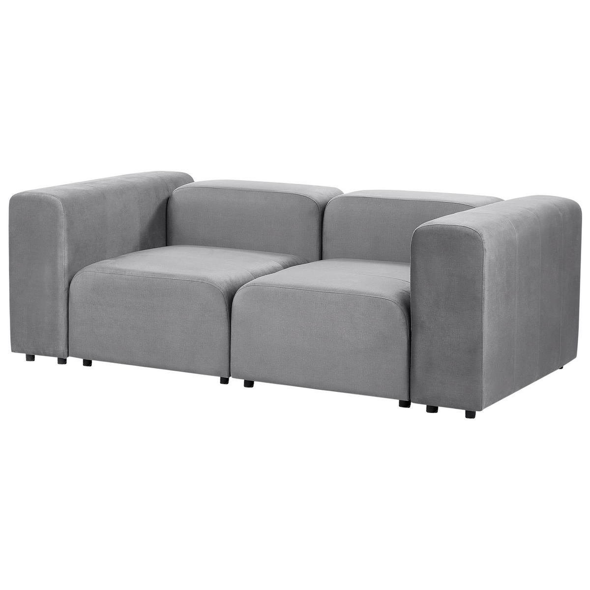 2-SITZER-SOFA Samtstoff grau Falsterbo - Grau, Textil (204/70/105cm) - Beliani