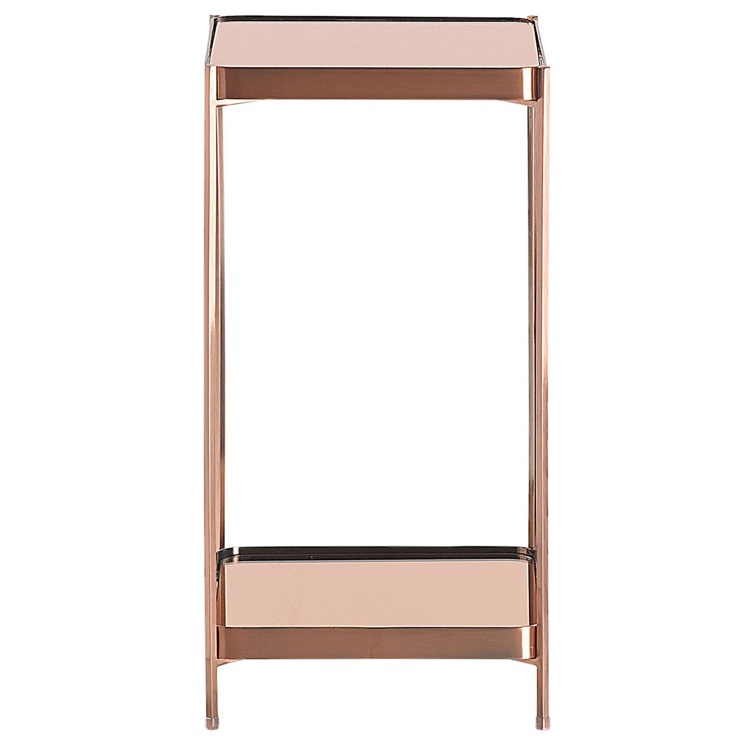 BEISTELLTISCH Glas Kupfer quadratisch 29/29 cm Alsea - Kupferfarben, Metall (29/29/60cm) - Beliani