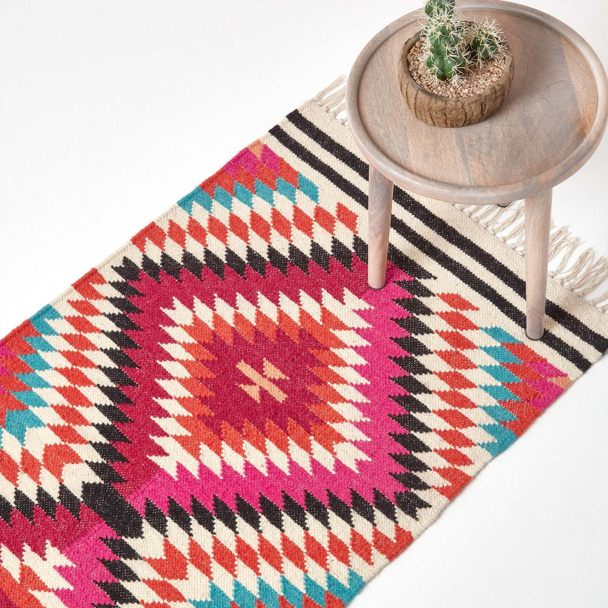 KELIM-TEPPICHLÄUFER Manila handgewebt 66/200 cm - Multicolor, Textil (66/200cm) - Homescapes