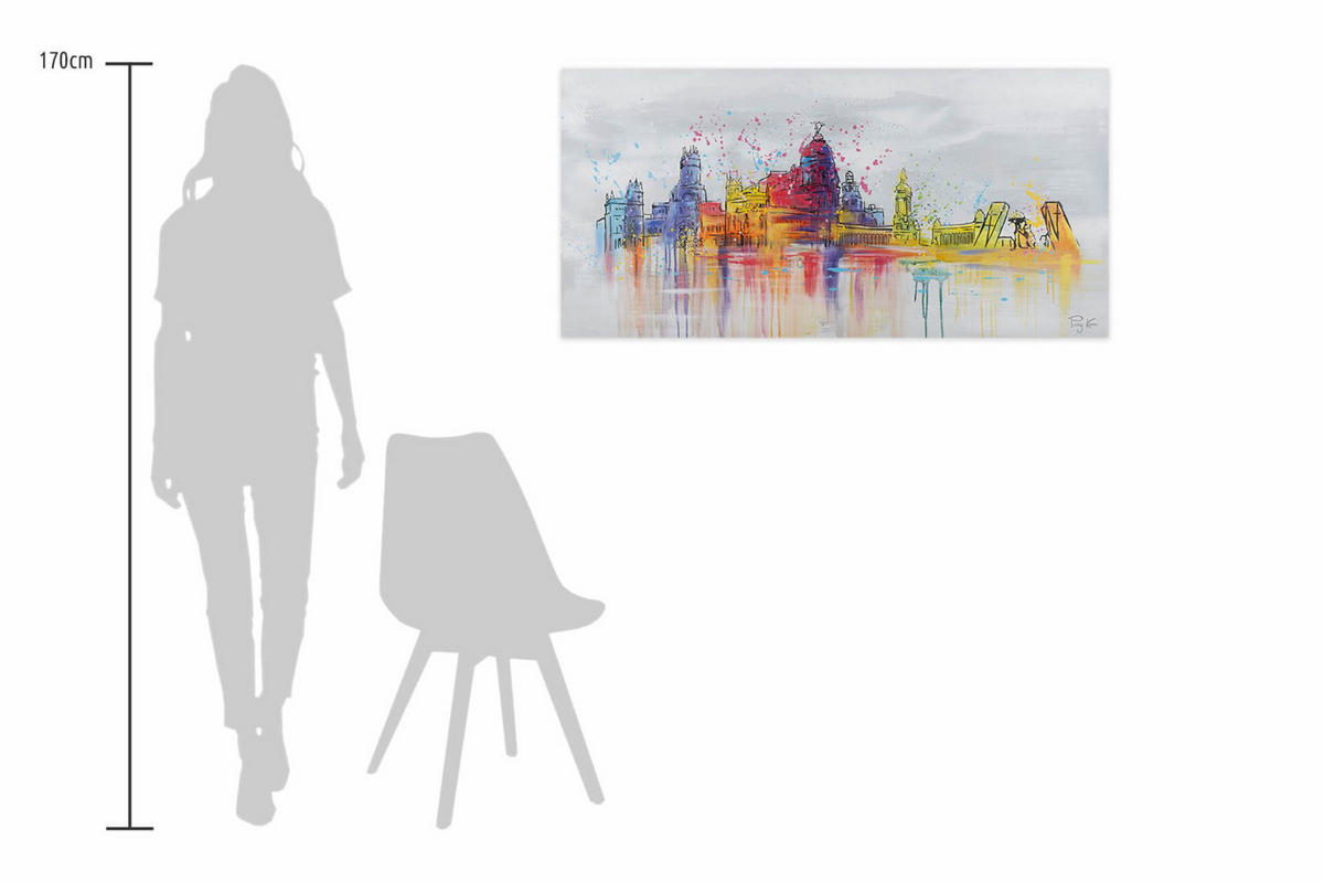 ACRYLBILD HANDGEMALT 120/60 cm - Multicolor/Grau, Holz/Textil (1.7/60cm) - KUNSTLOFT