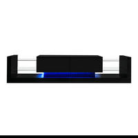 TV-ELEMENTSCHWARZ Hochglanz181cmLEDBeleuchtung für Fernseher bis 80 Zoll - Schwarz, Holz (45.72/15.88/101.6cm) - Raelunyi