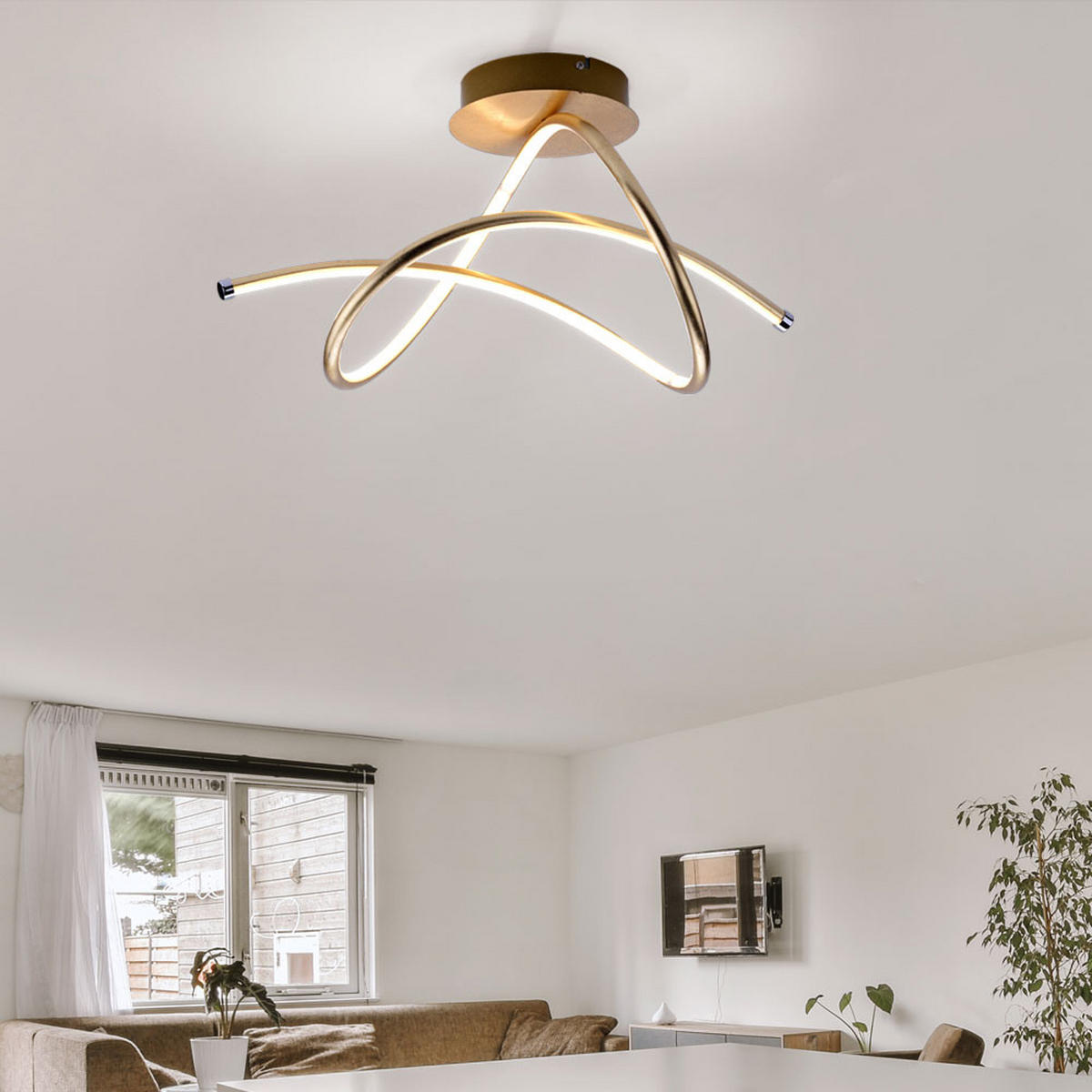 LED DECKENLEUCHTE Metall Gold - Goldfarben, Metall (51/27.7/30cm)