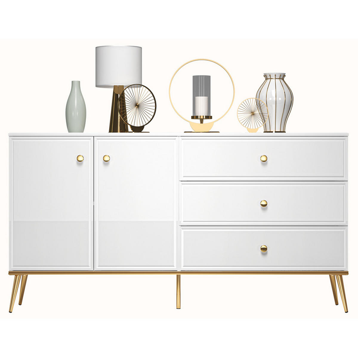 SIDEBOARD Gubin-131 - Weiß, Holzwerkstoff (160/85/40cm) - Lomado