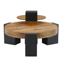 KONFERENČNÍ stolek 61/61/30 cm s druhou úrovní a rozebíratelným designem, stabilní L-nohy, Černá/Hnědá - černá, kompozitní dřevo (61/61/30cm) - Redom