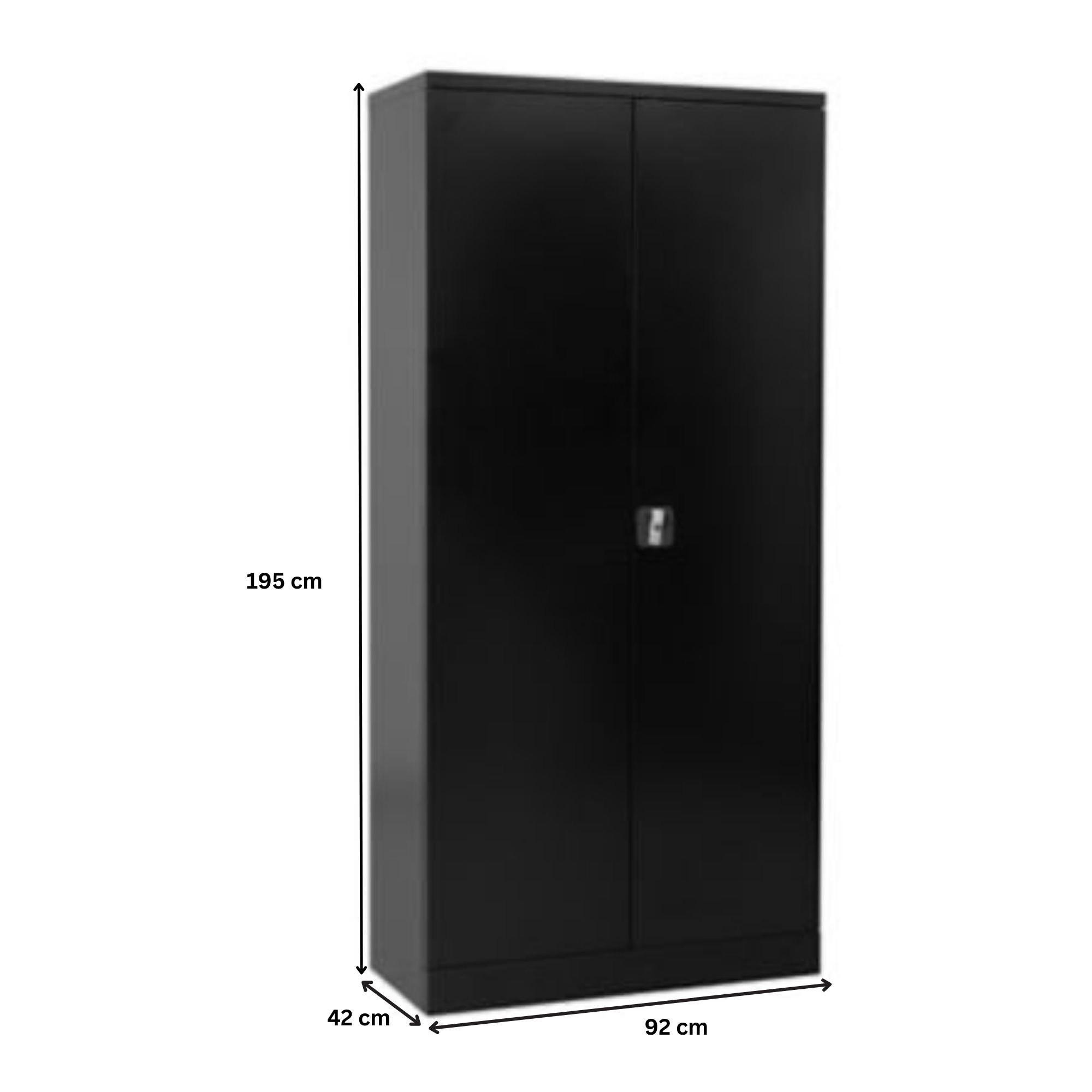 STAHLSCHRANK Bee mit 10 lackierten Fachböden 195x92x42 cm Korpusfarbe Schwarz Frontfarbe Schwarz - Schwarz, Metall (92/195/42cm)