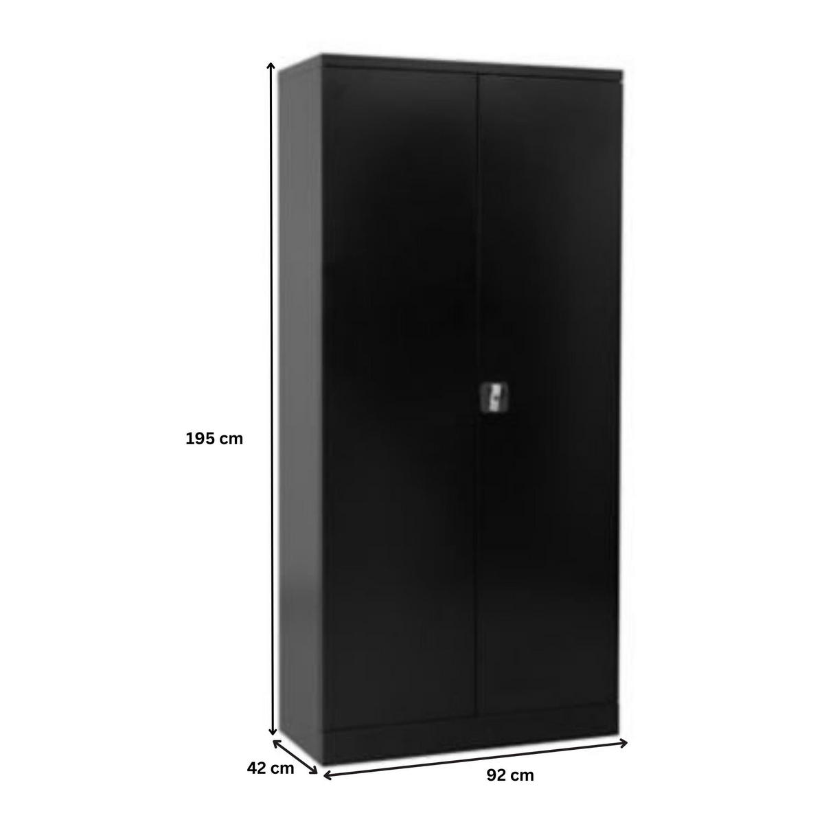 STAHLSCHRANK Bee mit 10 lackierten Fachböden 195x92x42 cm Korpusfarbe Schwarz Frontfarbe Schwarz - Schwarz, Metall (92/195/42cm)