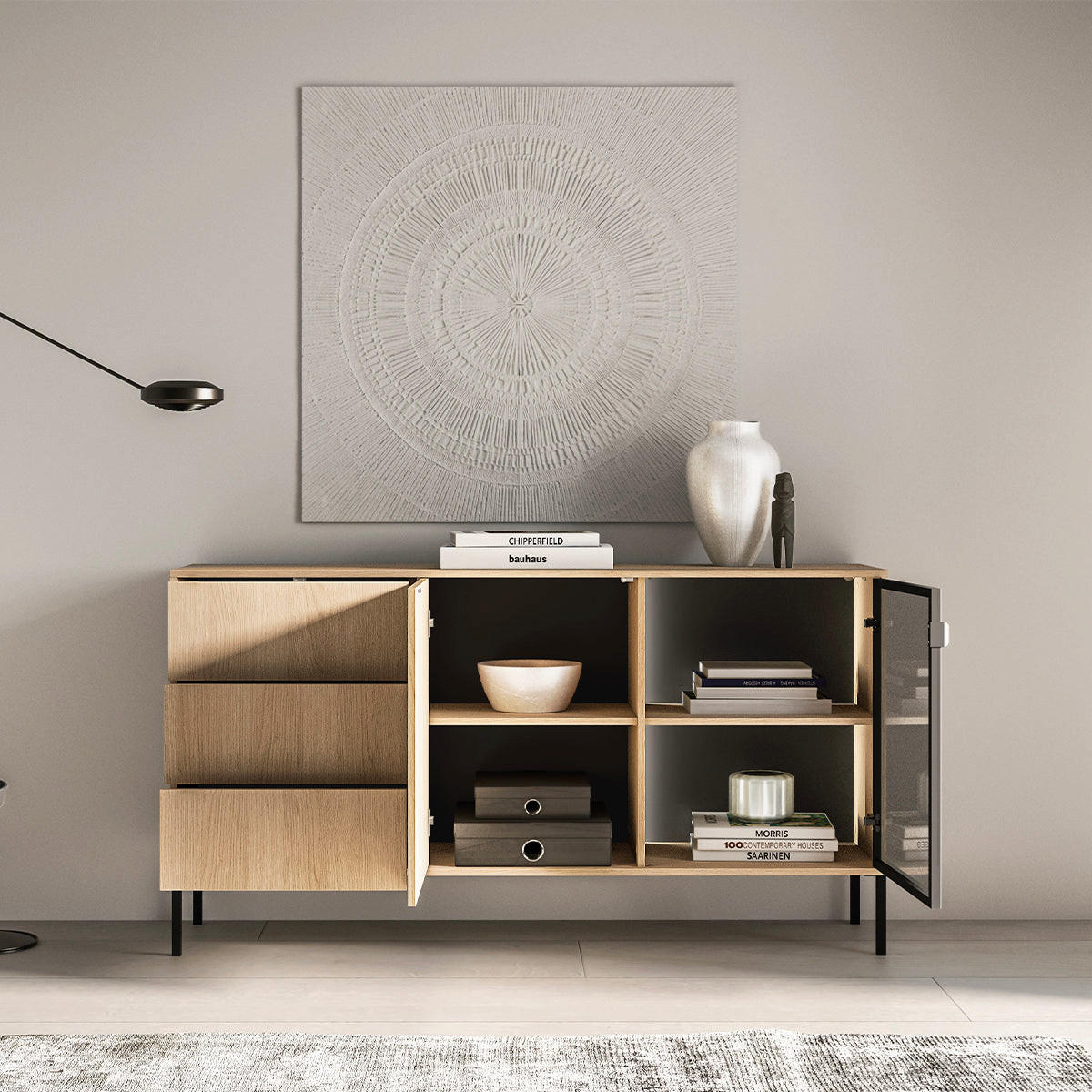 SIDEBOARD Paige Holz und Schwarz - Schwarz, Holzwerkstoff (160/86/40cm) - Petits-meubles