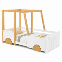 KINDERBETT in Auto-Form 90x200 cm Weiß/Natur - Weiß, Holz (90/200cm) - Meubliv
