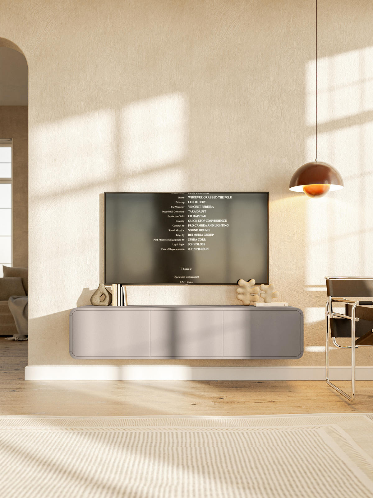 TV-HÄNGEBOARD Oro Dunkelbeige mit 3 Schubladen 154 cm - Beige, Holzwerkstoff (154/32.4/40cm) - Selsey