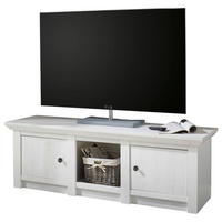TV-LOWBOARD Pinie weiß 152 x 51 cmm TV-Unterteil im Landhaus-Stil - Schwarz/Weiß, Holzwerkstoff/Metall (152/51/45cm) - Furn.Design