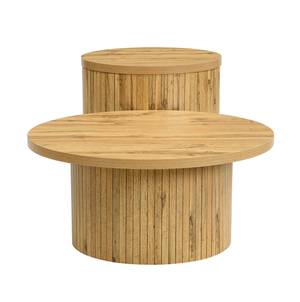 KONFERENČNÝ stolík dvojitý okrúhly, MDF, prírodný dekor - prírodná farba, kompozitné drevo (75/75/36cm) - Flora Grace