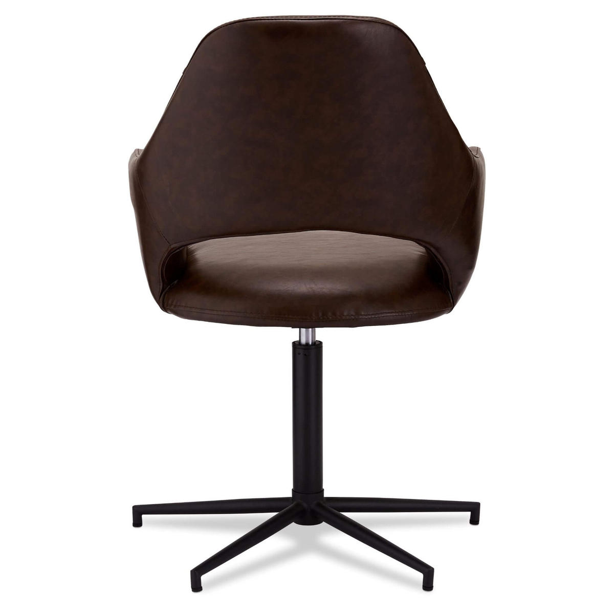 STUHL-SET 2 Stück in Kunstleder - Schwarz/Braun, Textil/Metall (59/89/64cm) - Furnhouse