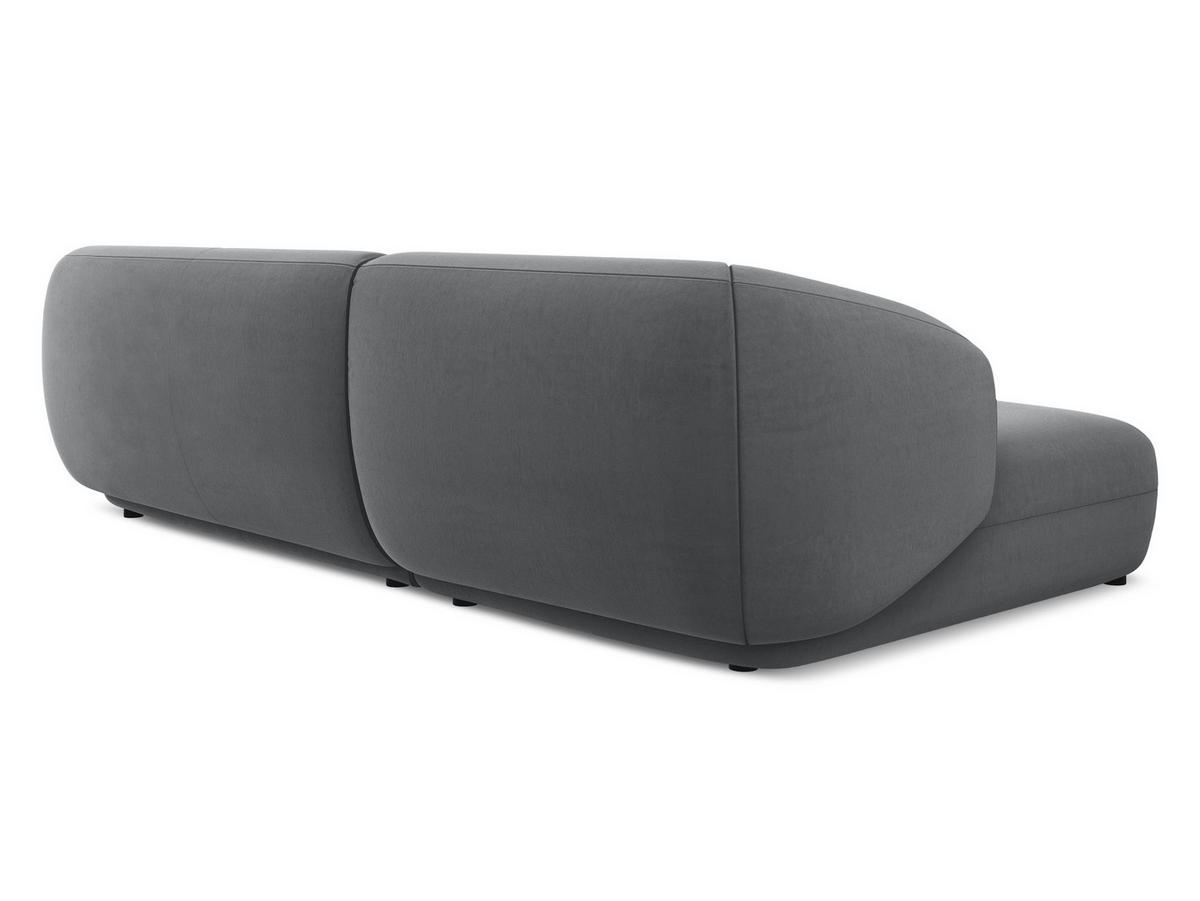 ECKSOFA Links Samt Stoff Grau - Dunkelgrau/Schwarz, Kunststoff/Textil (156/280cm) - Makamii