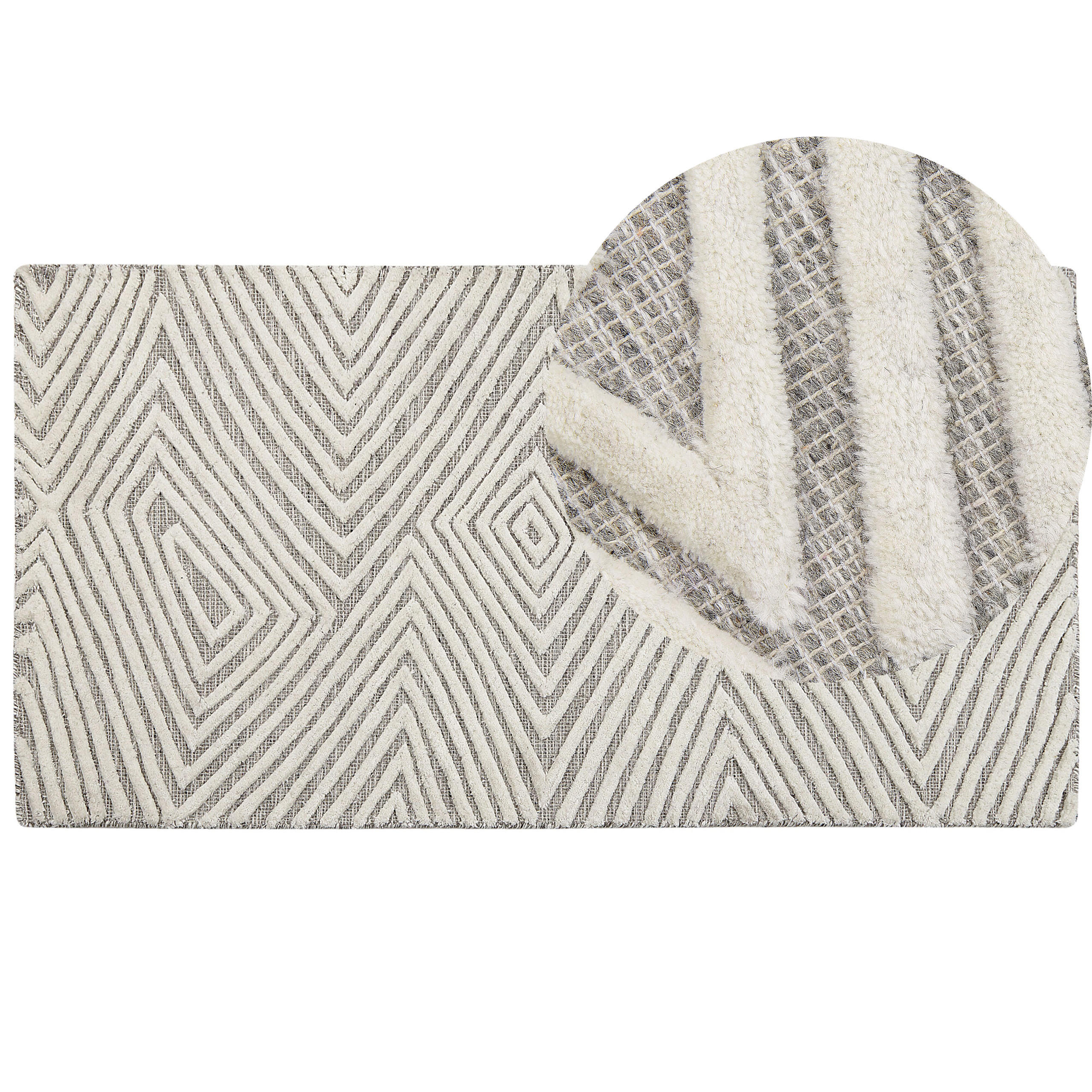 TEPPICH geflochten Goksun 150/80 cm - Weiß, Textil (80/150cm) - Beliani