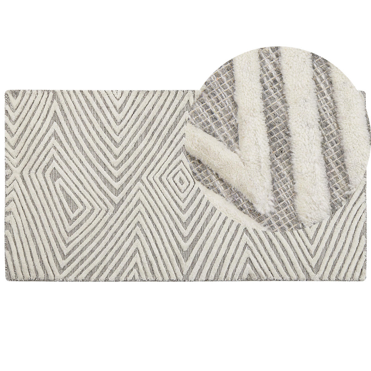 TEPPICH geflochten Goksun 150/80 cm - Weiß, Textil (80/150cm) - Beliani