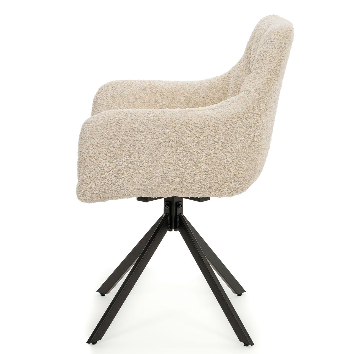 STUHL FANO X drehbar gepolsterter mit Steppung - cream - Boucle - Creme/Schwarz, Textil/Metall (58/83/59cm) - NEW HOME