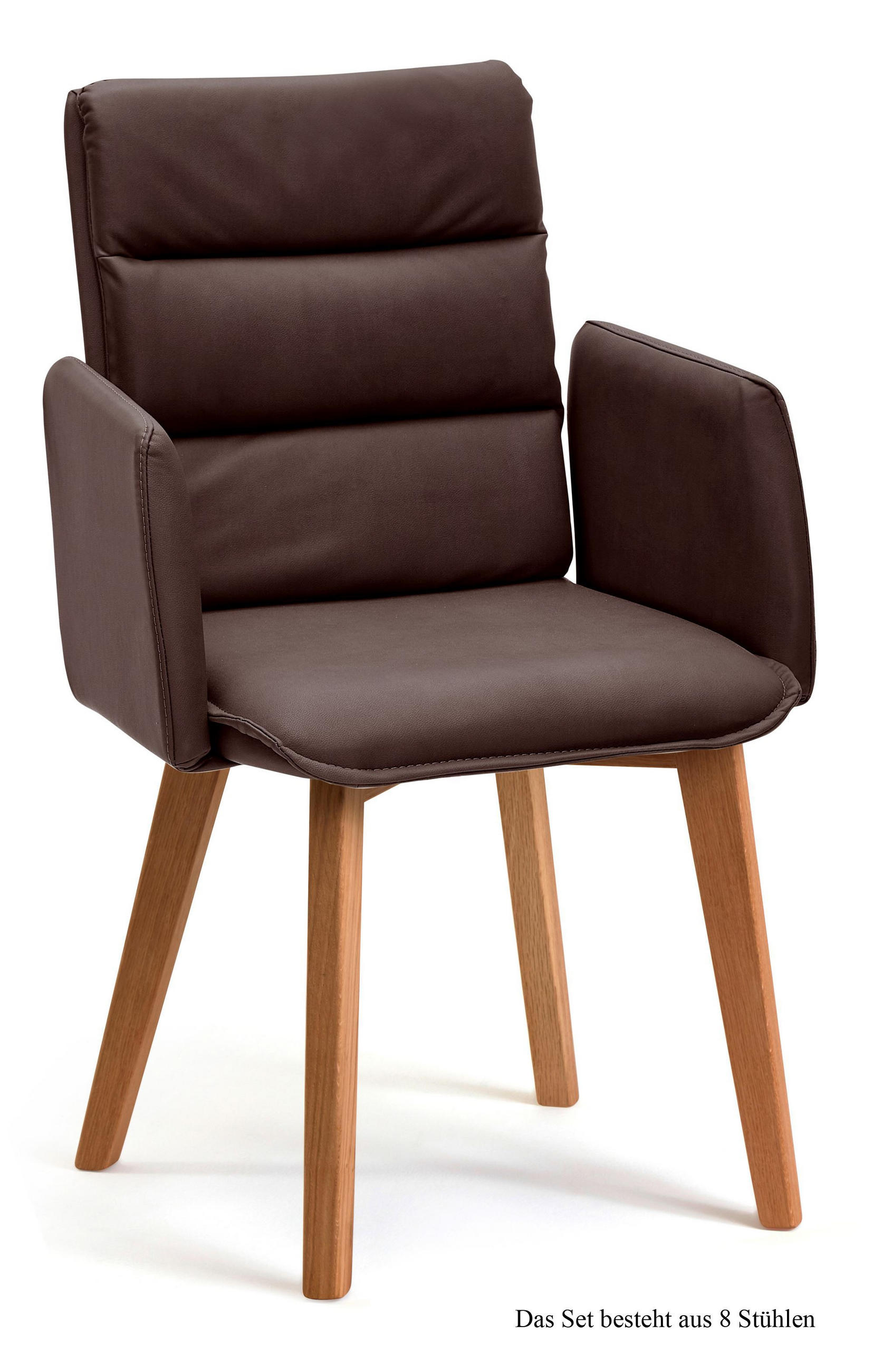ARMLEHNSTUHL (8er-Set) Daritsa 52x92x60 Eiche geölt/Braun - Eichefarben/Braun, Kunststoff (60/92/52cm) - 58aufmkessel