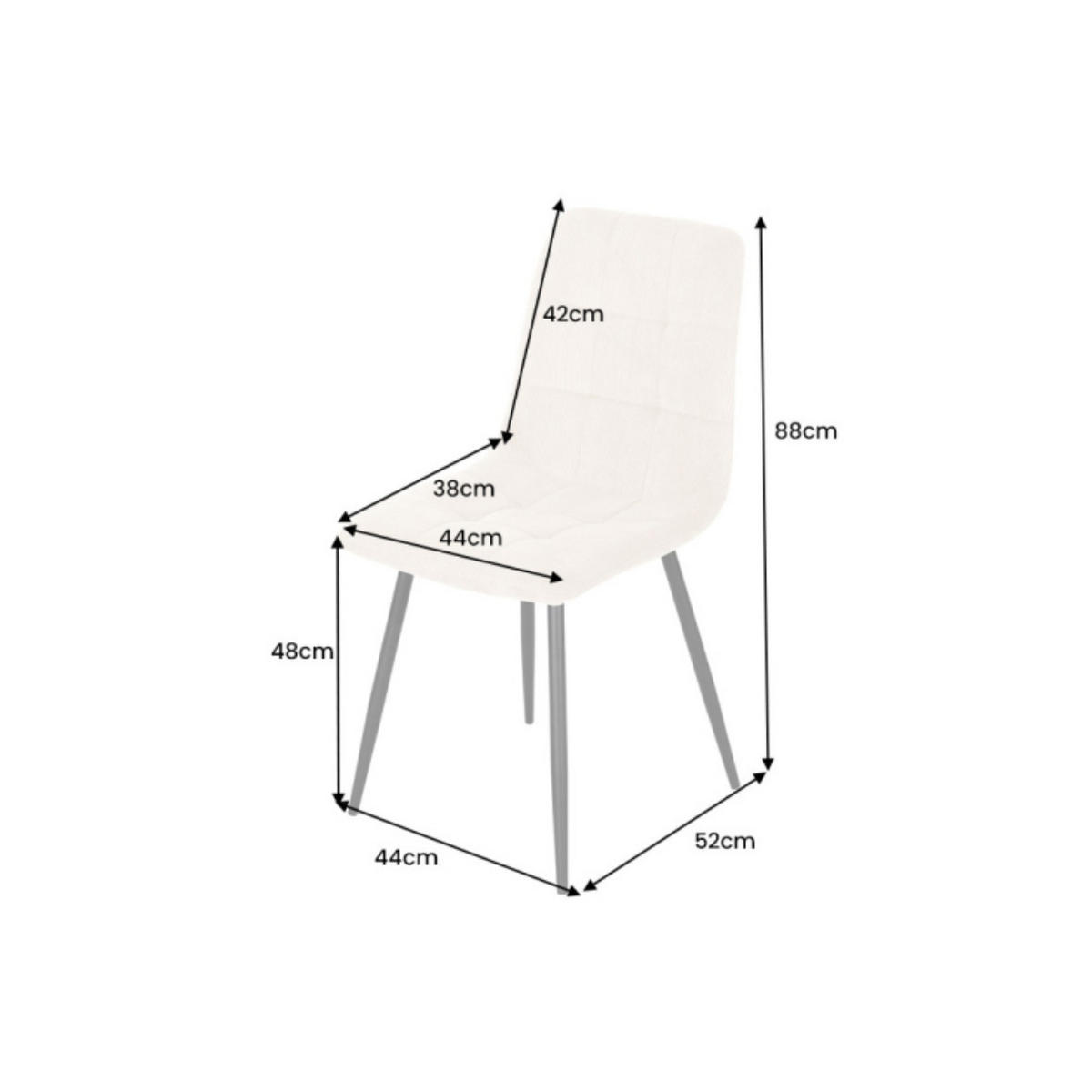 STUHL TRES CHIC Cord Grau 90 cm - Schwarz/Grau, Textil/Metall (54/88/44cm) - riess-ambiente