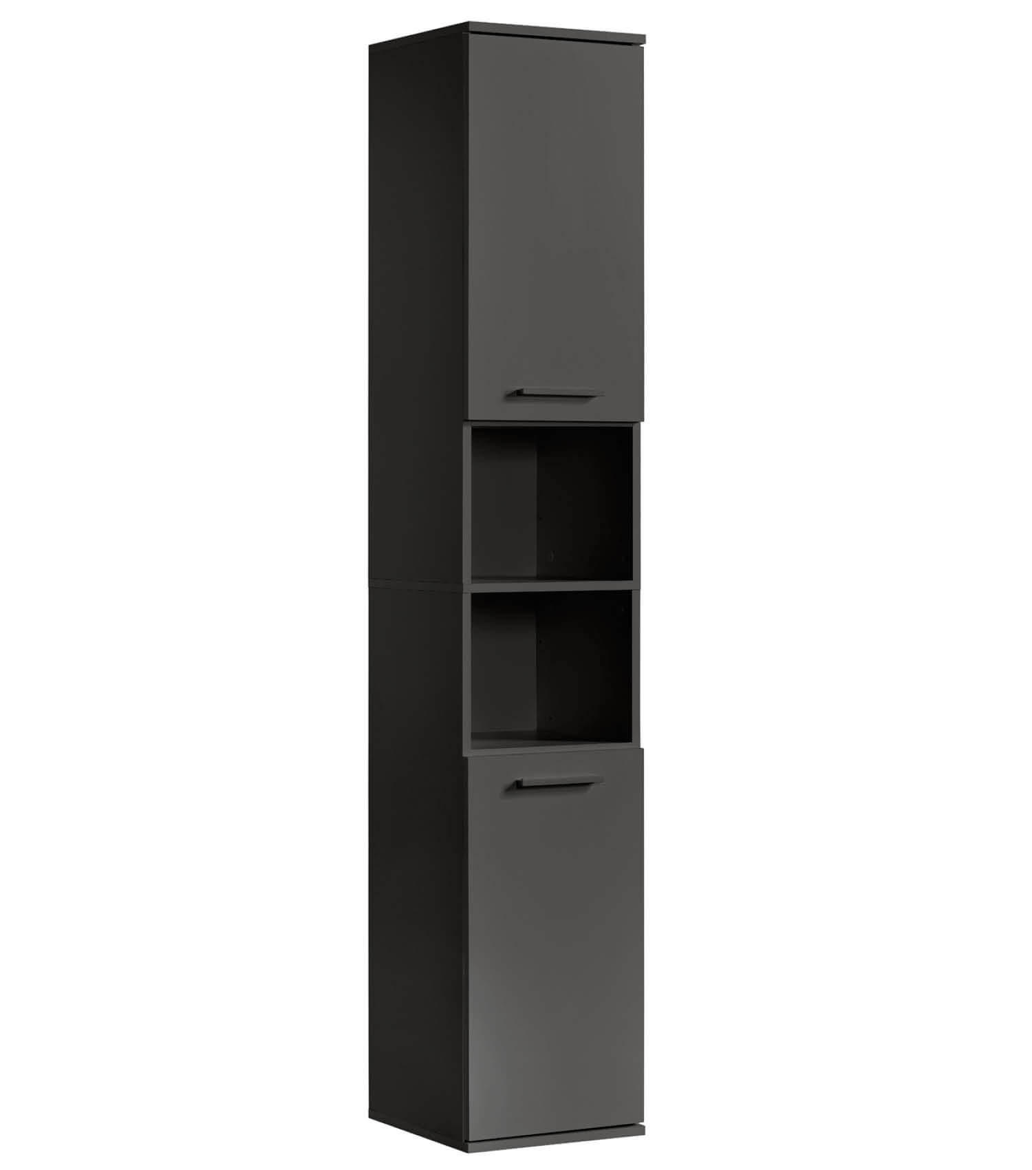 BAD HOCHSCHRANK Der Kapitän - Schwarz, Holzwerkstoff (33/180/34cm) - Mokebo
