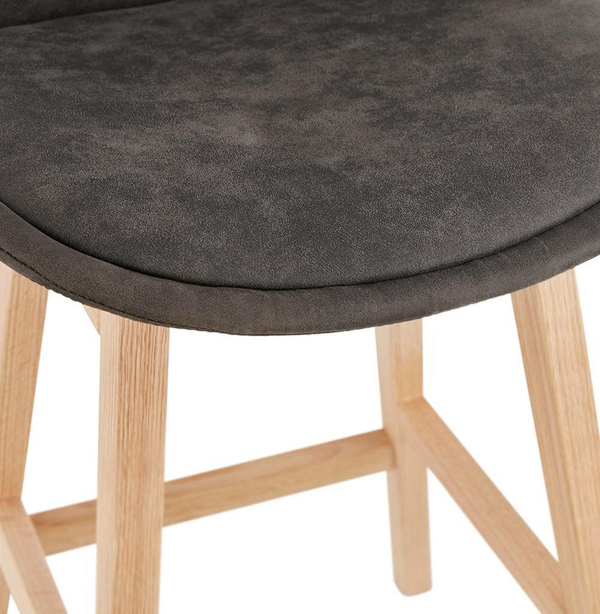 BARHOCKER Mikrofaser Massivholzbeine Sitzhöhe 66cm Skandi-Stil NIXARA MINI, Anthrazit-Beige 48x56x103 cm - Anthrazit/Beige, Eichenholz/Textil (48/103/56cm) - KADIMA DESIGN