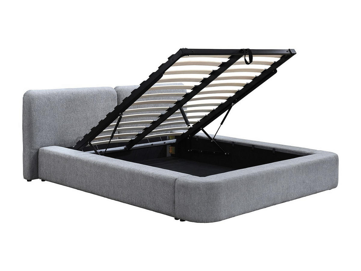 BETT mit Bettkasten - 2 Personen - Stoff - Grau - Grau, Textil (140/190cm) - Vente-Unique