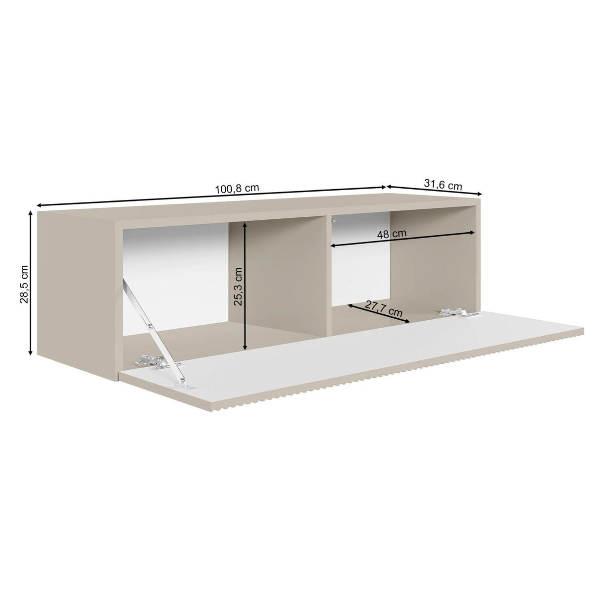 TV-LOWBOARD Veldio hängend Greige 100 cm - Taupe, Holzwerkstoff (100.8/28.5/31.6cm) - Selsey