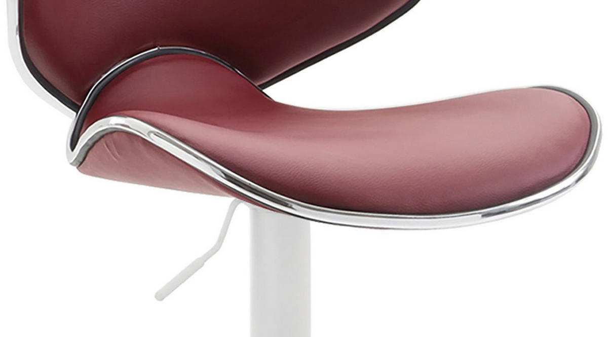 BARHOCKER 2er Set Las-Mallorcas Kunstleder weiß bordeauxrot - Bordeaux/Weiß, Kunststoff/Metall (46/108/49cm) - TPFLiving