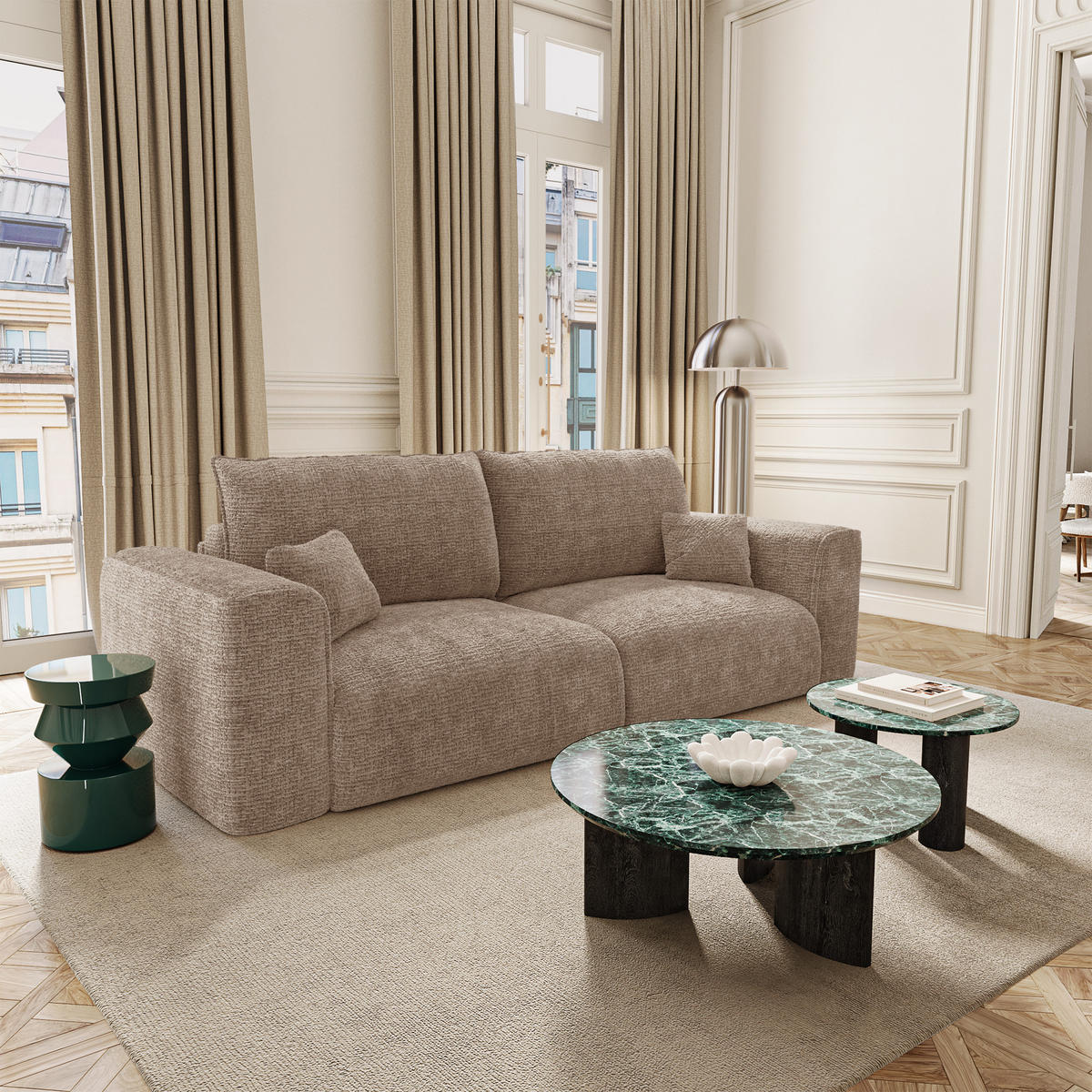 SCHLAFSOFA mit Stauraum COMO Kettgewebe mit weichem Griff Braun 254cm - Braun, Textil (254/78/95cm) - Premium Interiors