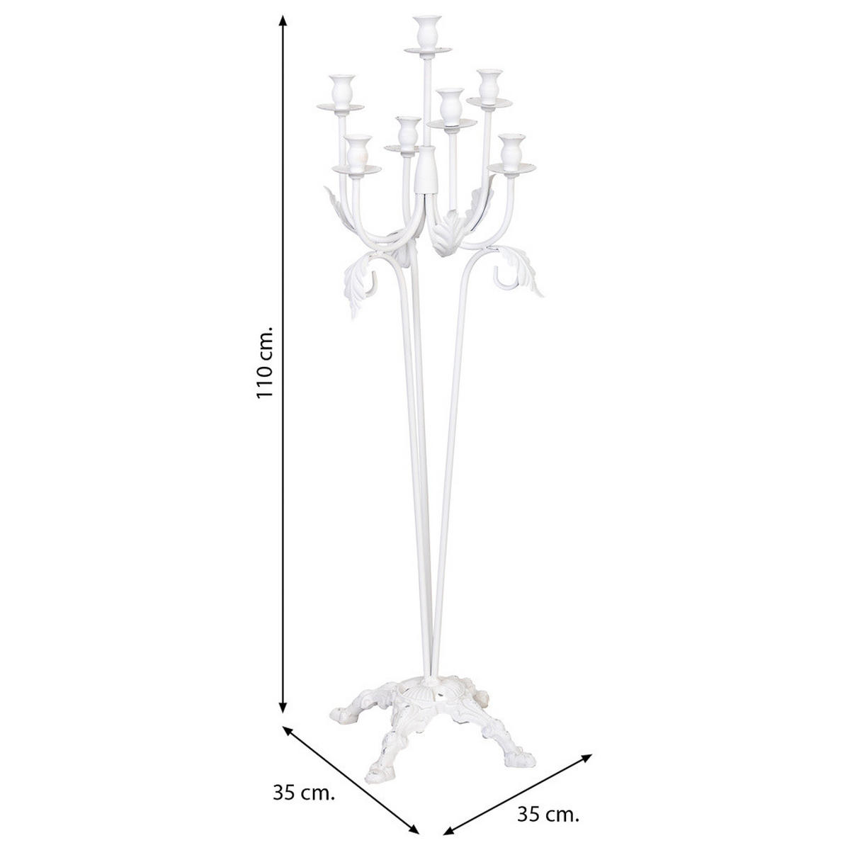 KERZENHALTER aus Metall, weiß, 35x110cm - Weiß, Metall (110cm) - Wanderlust