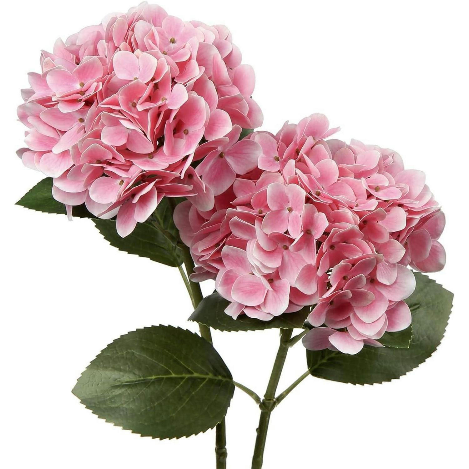 KUNSTBLUME Hortensie Real-Touch 2 Stück Light Pink 63 cm - Rosa, Kunststoff (10cm)