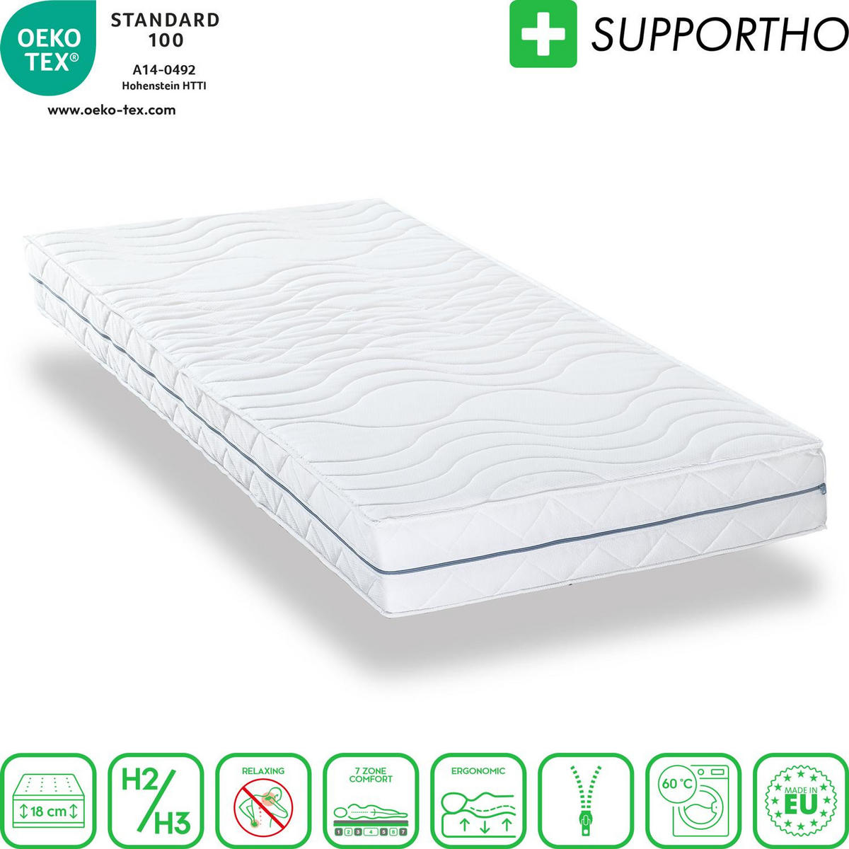 KALTSCHAUMMATRATZE Premium 100x200 cm - Weiß, Textil (100/200cm) - Supportho