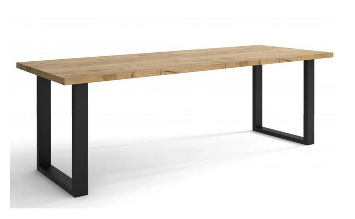 ESSZIMMERTISCH TIMI, ausziehbarer Tisch, Größe: 160 x 90 cm bis 210 cm, Wohnzimmertisch Farbe: Hellbraun, mit Holzbeinen in Farbe Schwarz - Schwarz/Sonoma Eiche, Holzwerkstoff (90/160/76cm) - Sepro Meble