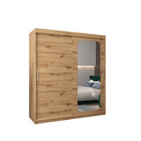 SCHWEBETÜRENSCHRANK 200/180/62 2-türig - Silberfarben/Eiche Artisan, Holz/Kunststoff (180/200/62cm) - MÖBEL KRYSPOL