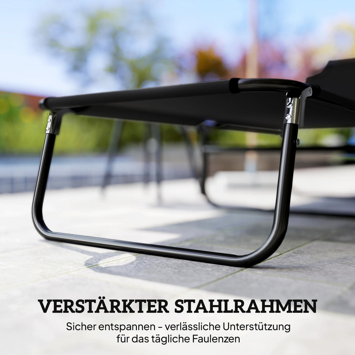 SONNENLIEGE - Schwarz, Metall (56/28/188cm) - Outsunny