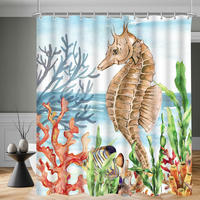 DUSCHVORHANG Seepferdchen Bemalt 180 x 200 cm - Multicolor, Textil (180/200cm)