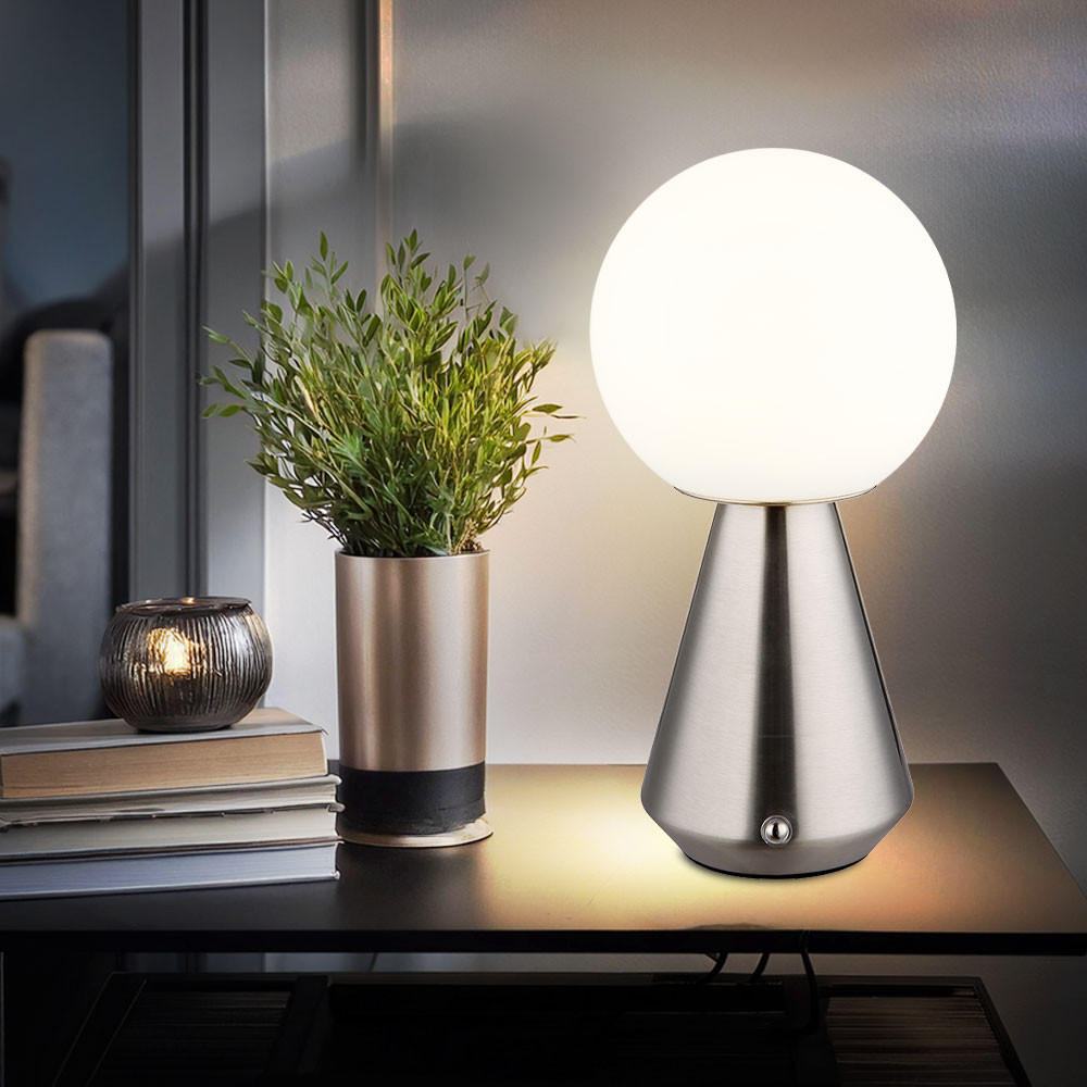 LED TISCHLEUCHTE Silber Opal - Silberfarben, Metall (12/12/23.5cm) - Globo Lighting