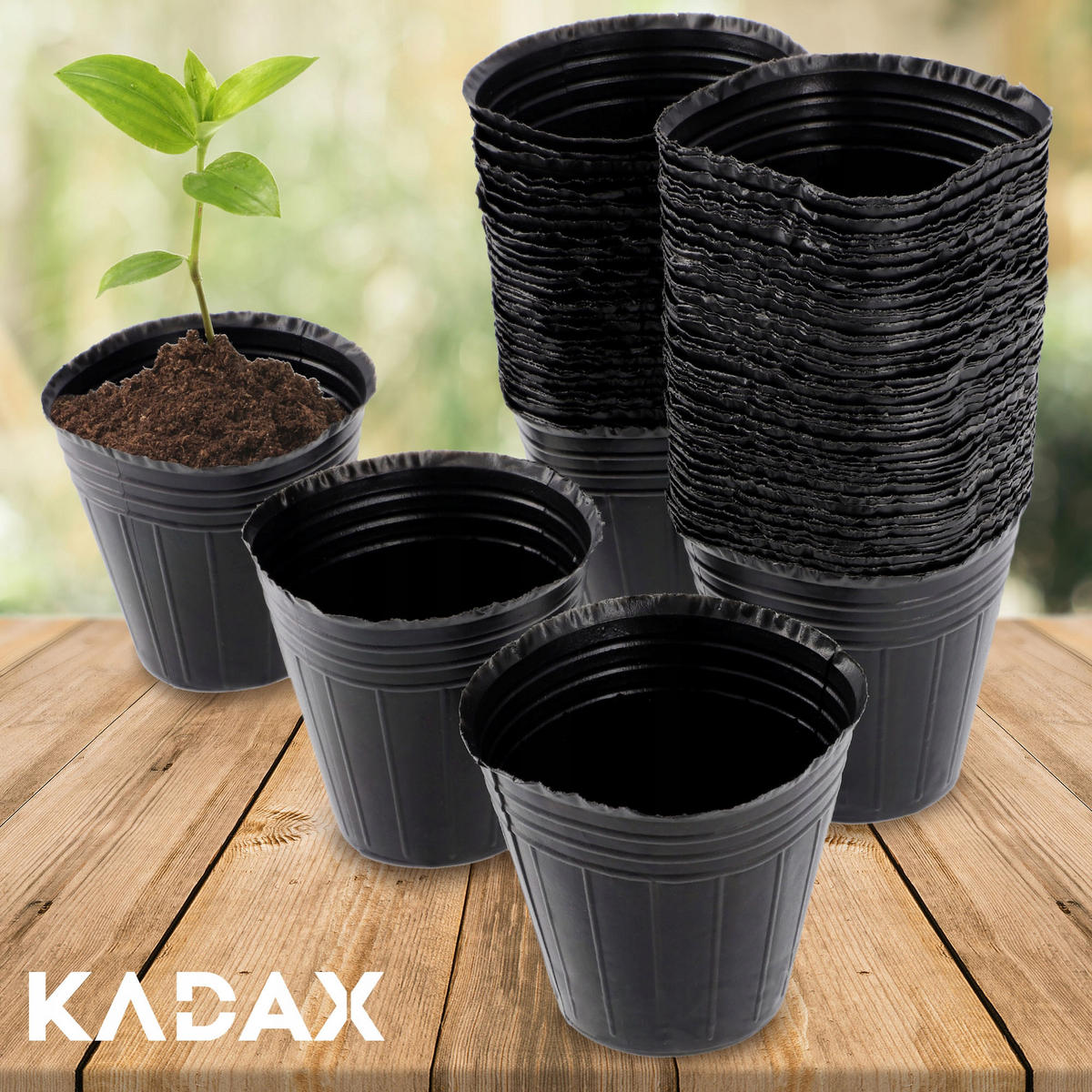 SAMENTOPF, rund, 7 cm, 100 Stück - Schwarz, Kunststoff - KADAX