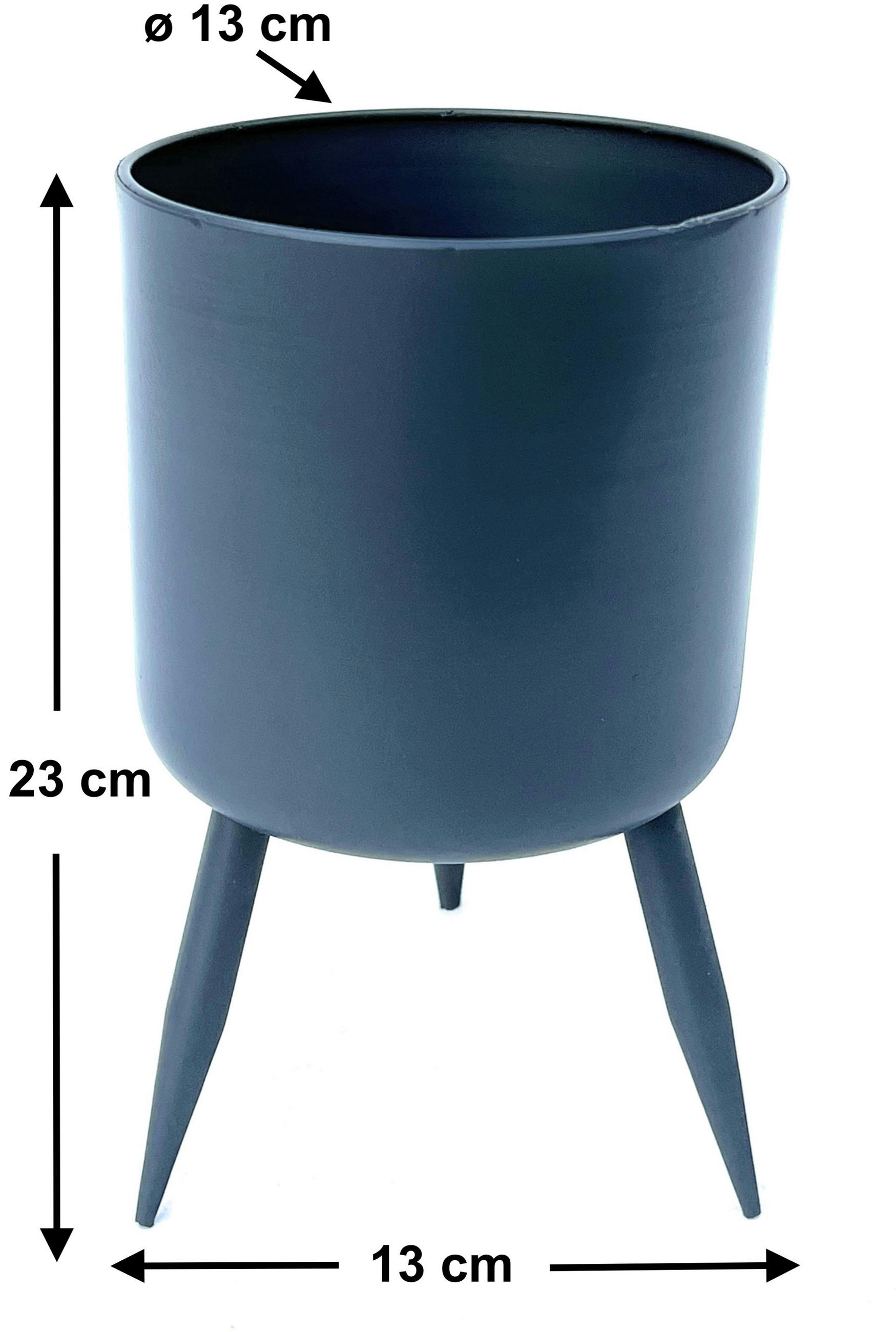 BLUMENTOPF Metall Grau 23 cm 96260 M - Grau, Metall (13/23/13cm) - DanDiBo