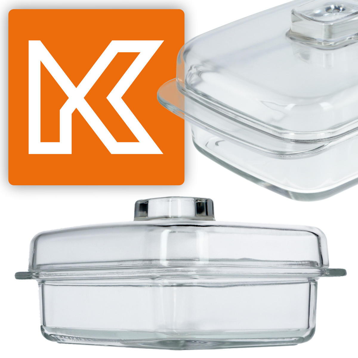 BUTTERDOSE mit Deckel, 11 x 7 cm - Transparent, Glas (11/10.5/16cm) - KADAX