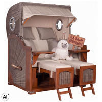 STRANDKORB XXL Düne Grande 2,5 Sitzer - Taupe/Braun, Metall (142/170/95cm) - Mr. Deko