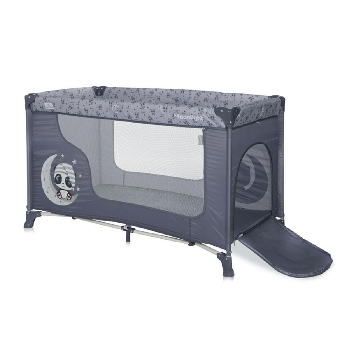 BABY REISEBETT Laufstall Moonlight silbergrau seitliche Öffnung Tragetasche faltbar - Silberfarben, Kunststoff (60/120cm) - Lorelli