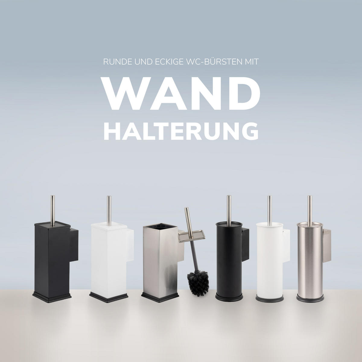 WC-GARNITUR inkl. Wandhalterung - Edelstahlfarben, Metall (10/39/14.5cm) - bremermann